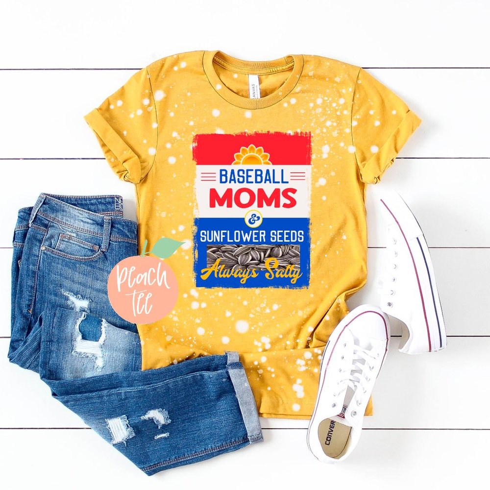 Baseball Mom and Sunflower Seeds Bleach Tee